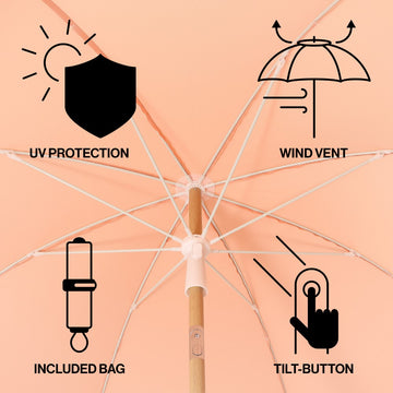 Horizon 6.5 ft. Classic MidCentury Scalloped Fringe Market Beach Umbrella
